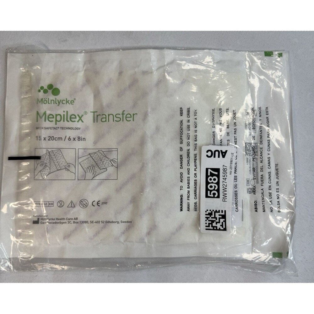 Mepilex 294899 Transfer Soft Silicone Exudate Transfer Dressing, 6" x 8"